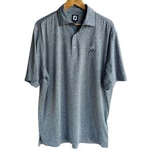 Footjoy Performance Golf Polo Shirt Mens LARGE Gray Striped Stretch